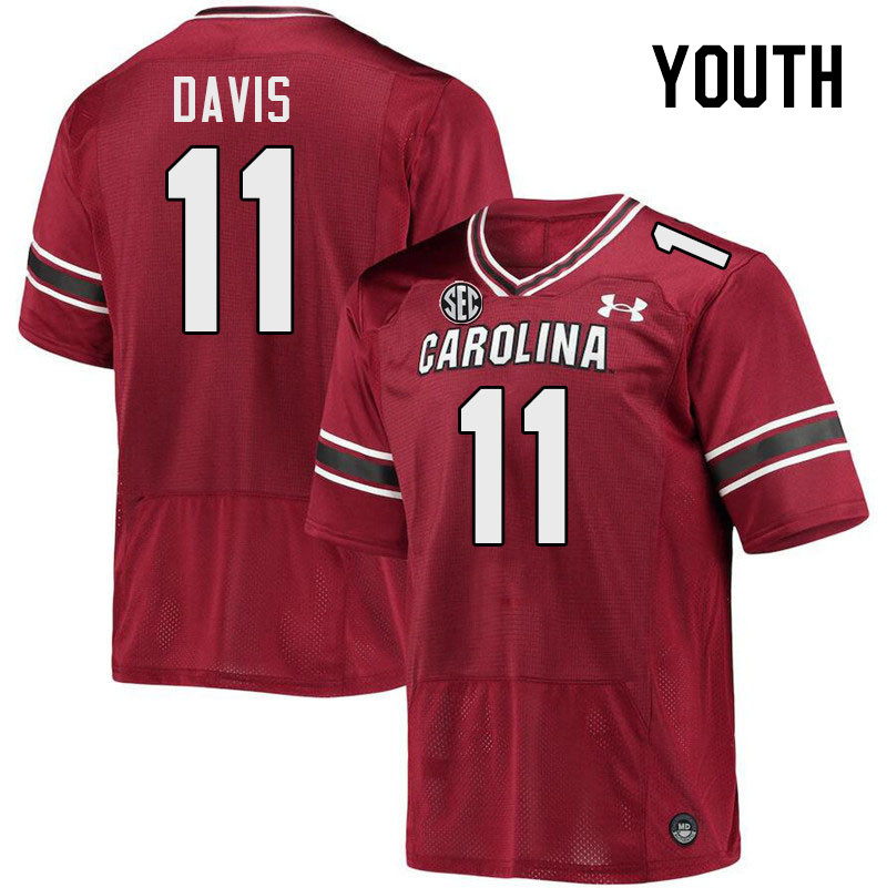 Youth #11 Elijah Davis South Carolina Gamecocks 2023 College Football Jerseys Stitched-Garnet